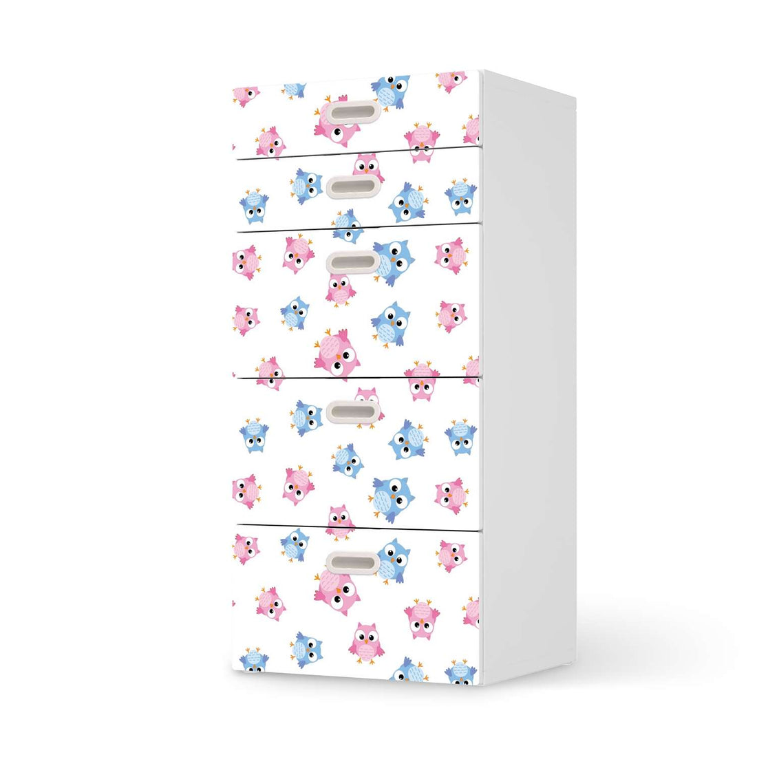 Möbel Klebefolie Eulenparty - IKEA Stuva / Fritids Kommode - 5 Schubladen  - weiss