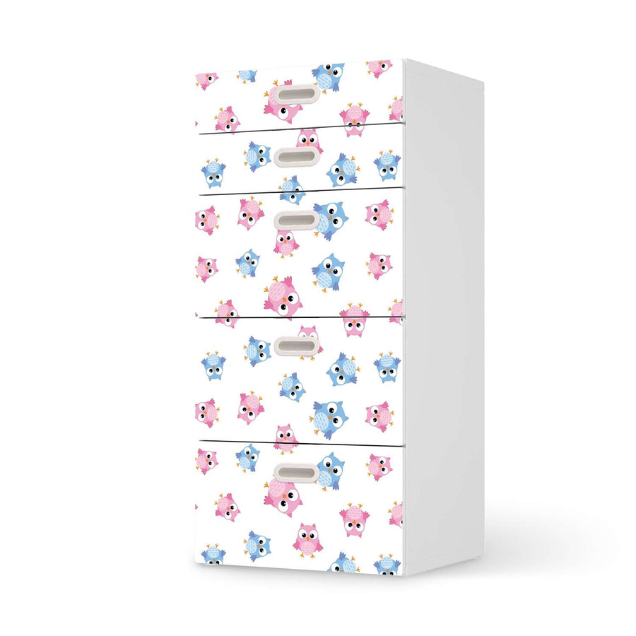 Möbel Klebefolie Eulenparty - IKEA Stuva / Fritids Kommode - 5 Schubladen  - weiss