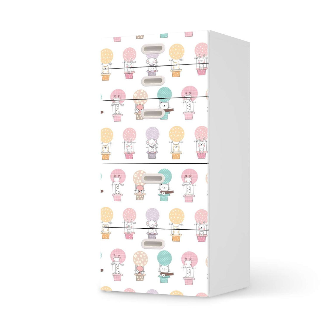 Möbel Klebefolie Flying Animals - IKEA Stuva / Fritids Kommode - 5 Schubladen  - weiss