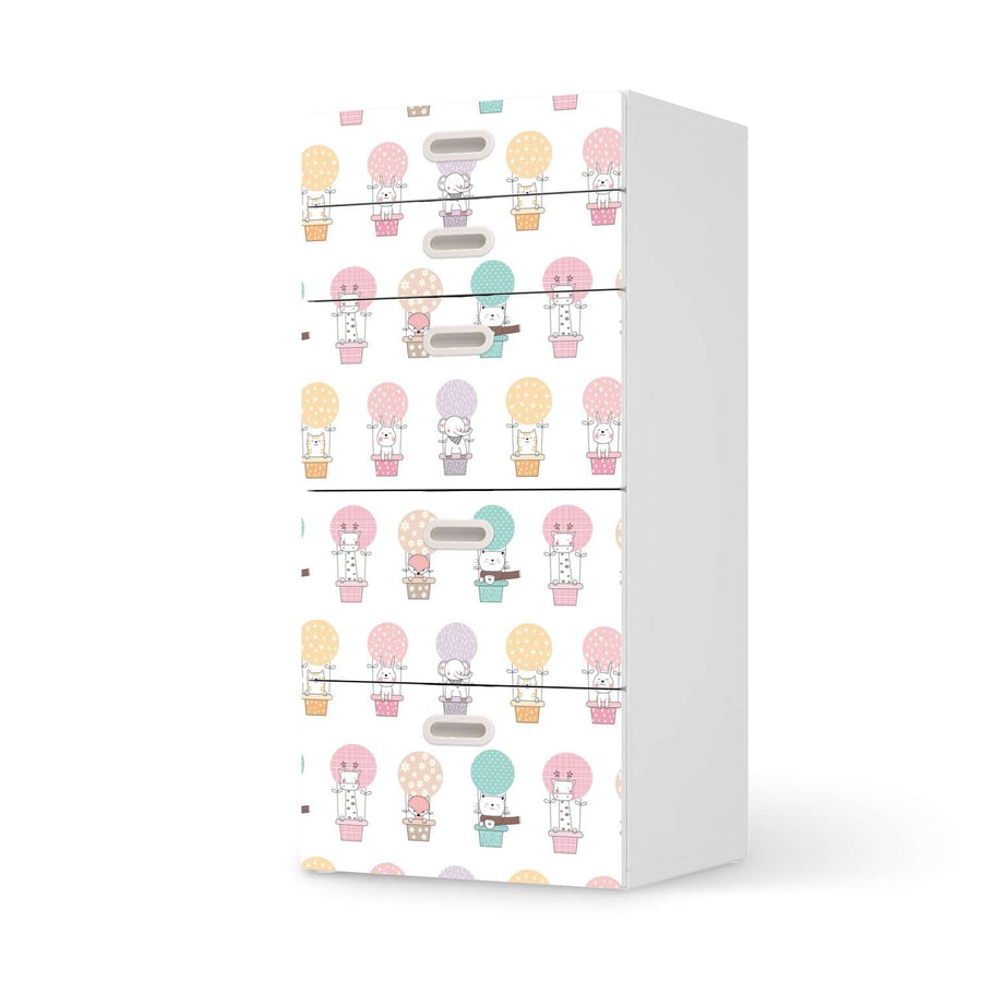 Möbel Klebefolie Flying Animals - IKEA Stuva / Fritids Kommode - 5 Schubladen  - weiss