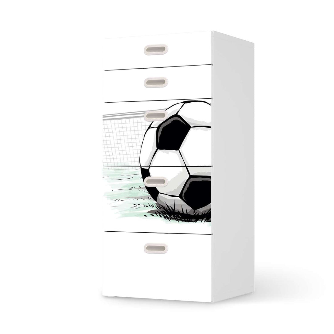 Möbel Klebefolie Freistoss - IKEA Stuva / Fritids Kommode - 5 Schubladen  - weiss
