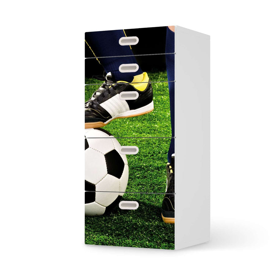 Möbel Klebefolie Fussballstar - IKEA Stuva / Fritids Kommode - 5 Schubladen  - weiss