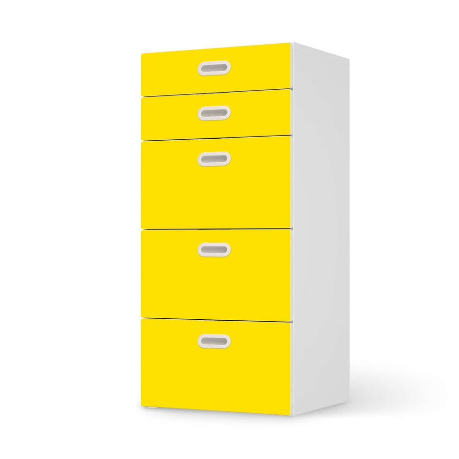 Möbel Klebefolie Gelb Dark - IKEA Stuva / Fritids Kommode - 5 Schubladen  - weiss