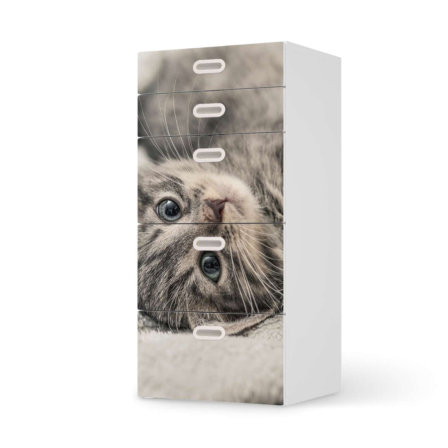 Möbel Klebefolie Kitty the Cat - IKEA Stuva / Fritids Kommode - 5 Schubladen  - weiss