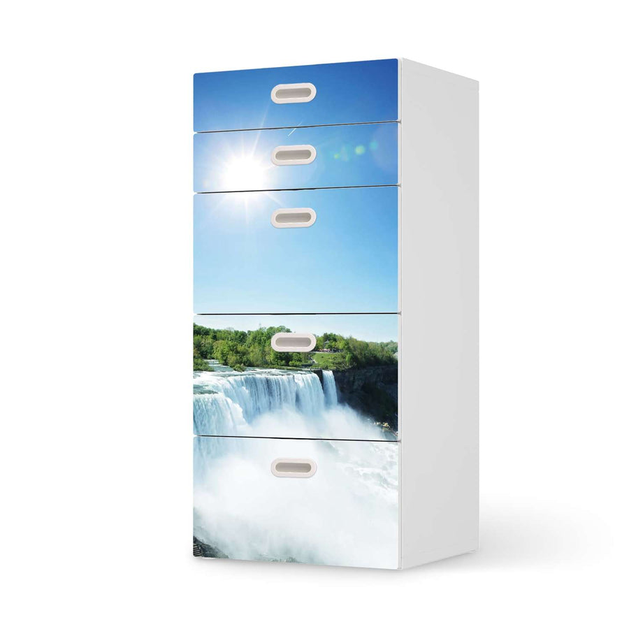 Möbel Klebefolie Niagara Falls - IKEA Stuva / Fritids Kommode - 5 Schubladen  - weiss