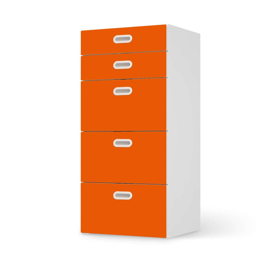 Möbel Klebefolie Orange Dark - IKEA Stuva / Fritids Kommode - 5 Schubladen  - weiss