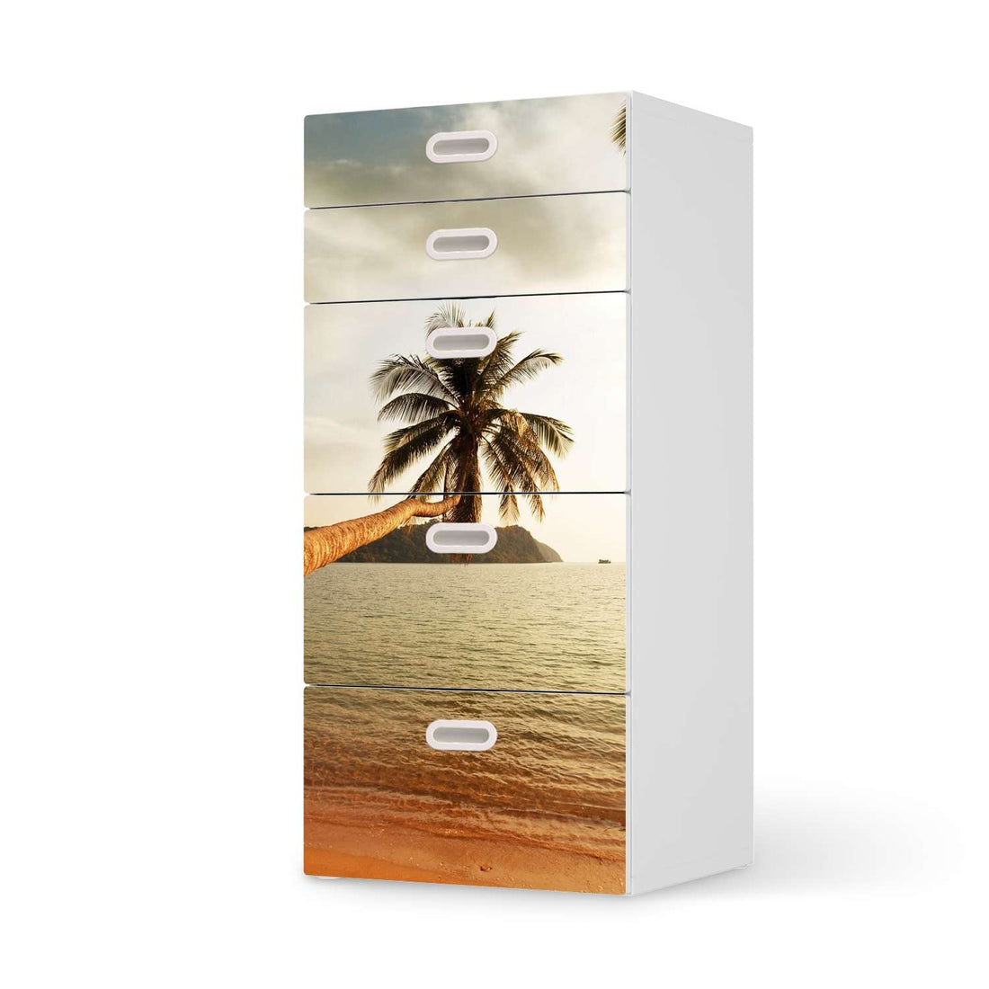 Möbel Klebefolie Paradise - IKEA Stuva / Fritids Kommode - 5 Schubladen  - weiss