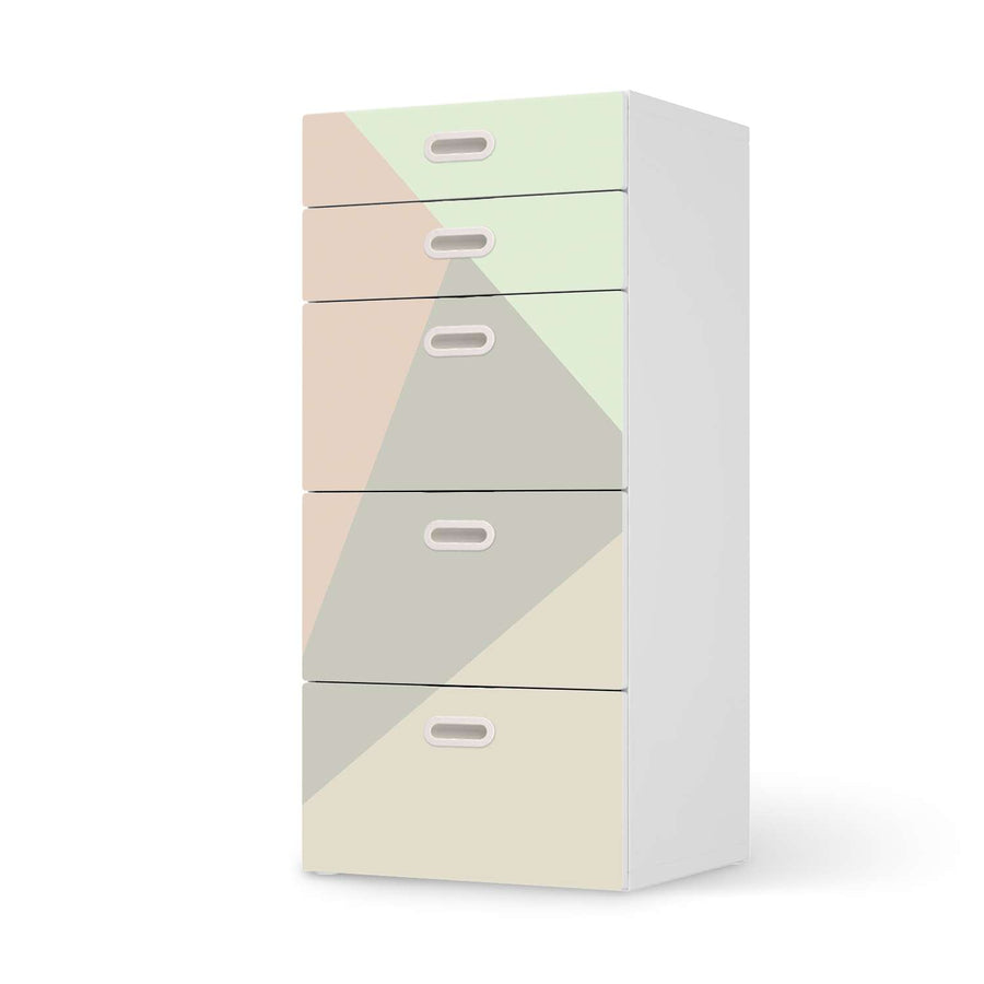 Möbel Klebefolie Pastell Geometrik - IKEA Stuva / Fritids Kommode - 5 Schubladen  - weiss