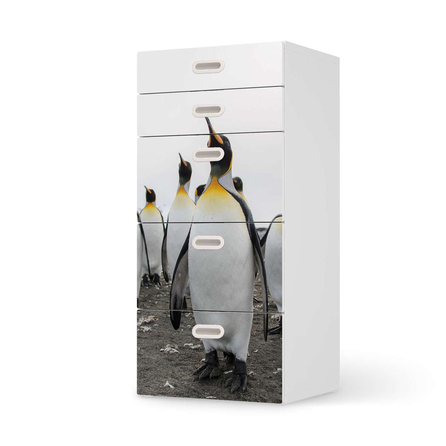 Möbel Klebefolie Penguin Family - IKEA Stuva / Fritids Kommode - 5 Schubladen  - weiss