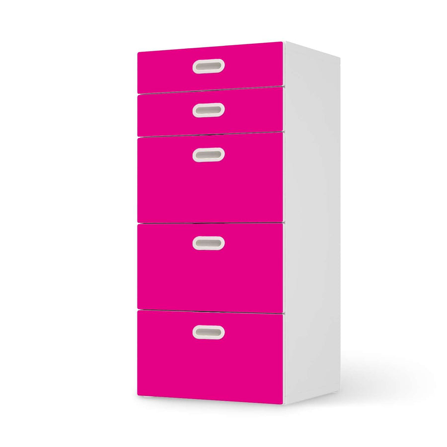 Möbel Klebefolie Pink Dark - IKEA Stuva / Fritids Kommode - 5 Schubladen  - weiss