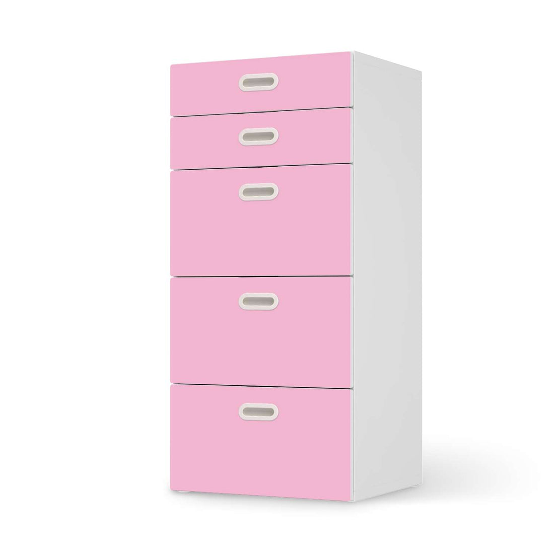 Möbel Klebefolie Pink Light - IKEA Stuva / Fritids Kommode - 5 Schubladen  - weiss