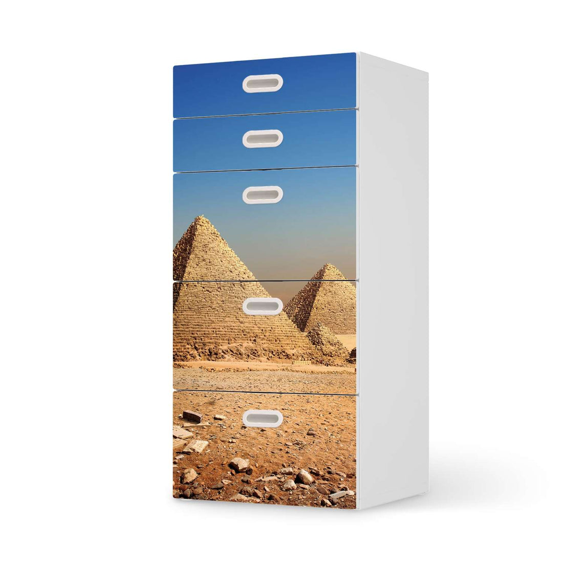 Möbel Klebefolie Pyramids - IKEA Stuva / Fritids Kommode - 5 Schubladen  - weiss