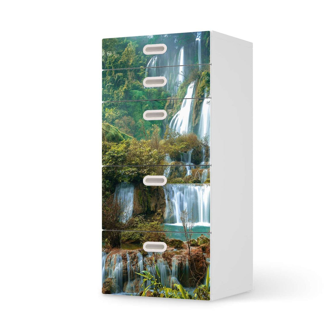 Möbel Klebefolie Rainforest - IKEA Stuva / Fritids Kommode - 5 Schubladen  - weiss