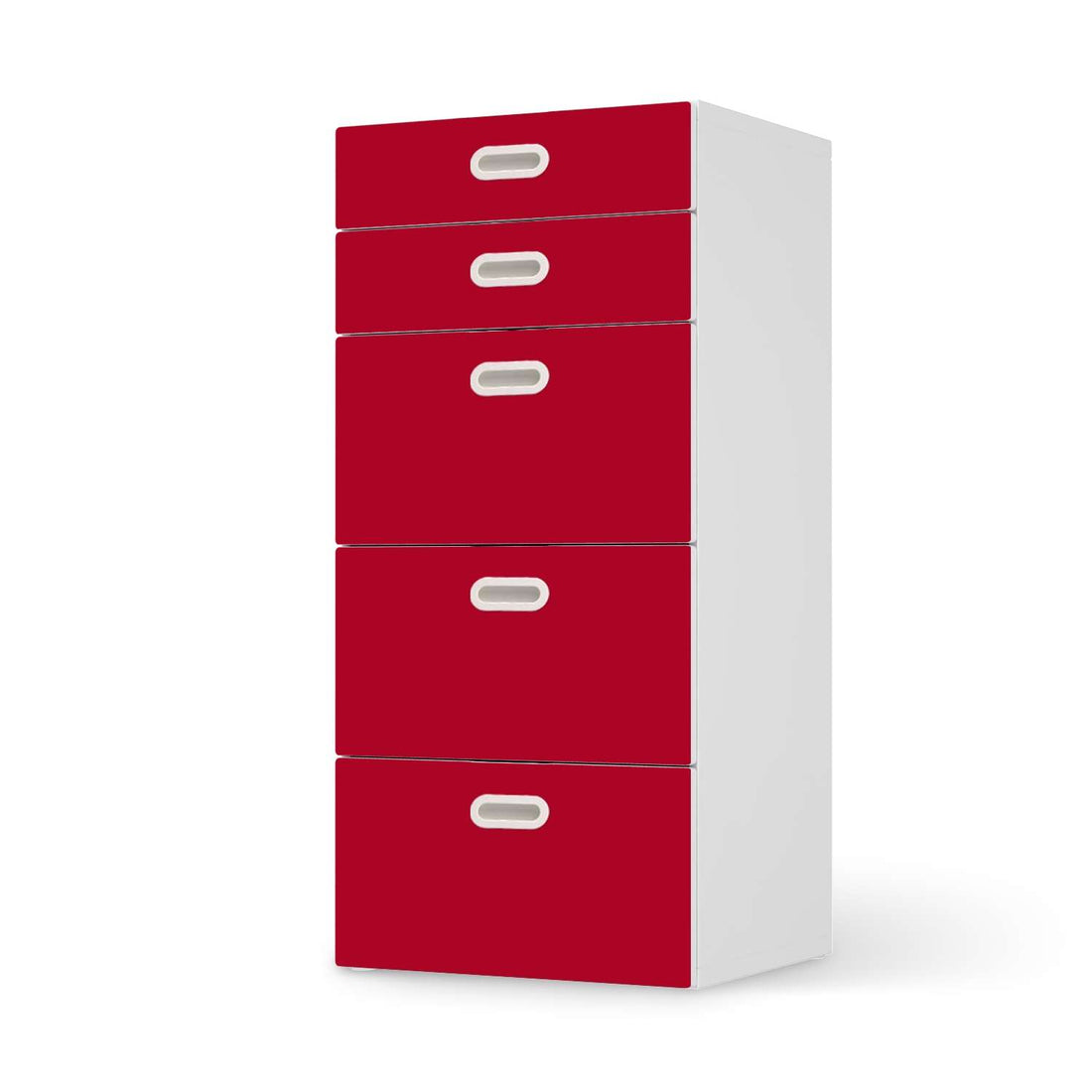 Möbel Klebefolie Rot Dark - IKEA Stuva / Fritids Kommode - 5 Schubladen  - weiss