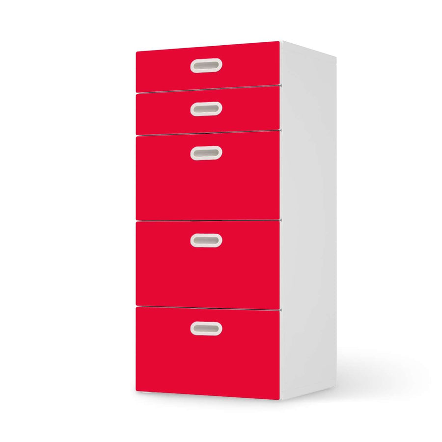 Möbel Klebefolie Rot Light - IKEA Stuva / Fritids Kommode - 5 Schubladen  - weiss