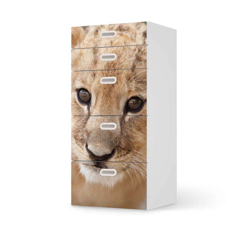 Möbel Klebefolie Simba - IKEA Stuva / Fritids Kommode - 5 Schubladen  - weiss