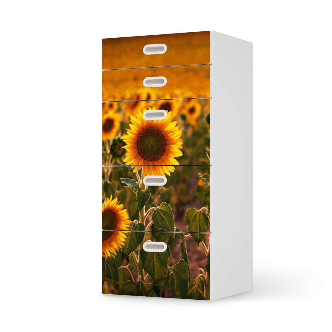 Möbel Klebefolie Sunflowers - IKEA Stuva / Fritids Kommode - 5 Schubladen  - weiss