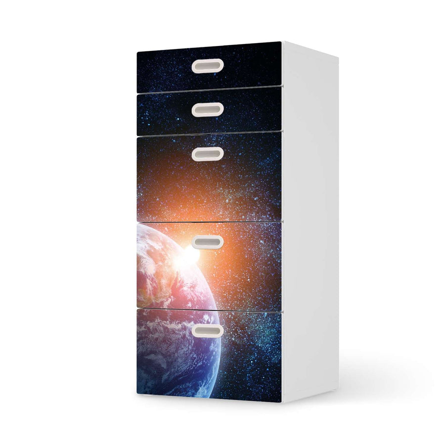 Möbel Klebefolie Sunrise - IKEA Stuva / Fritids Kommode - 5 Schubladen  - weiss