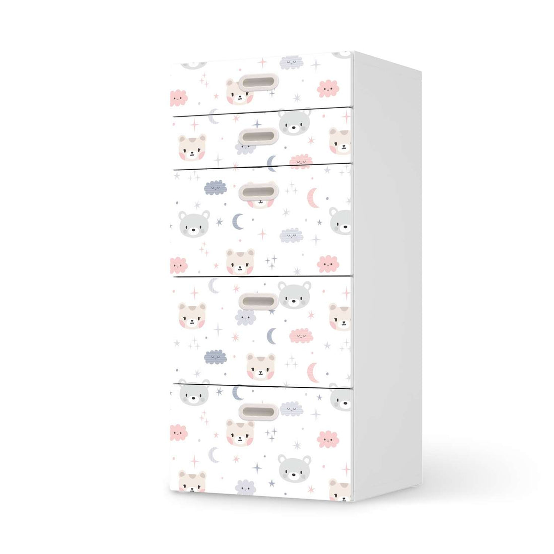 Möbel Klebefolie Sweet Dreams - IKEA Stuva / Fritids Kommode - 5 Schubladen  - weiss