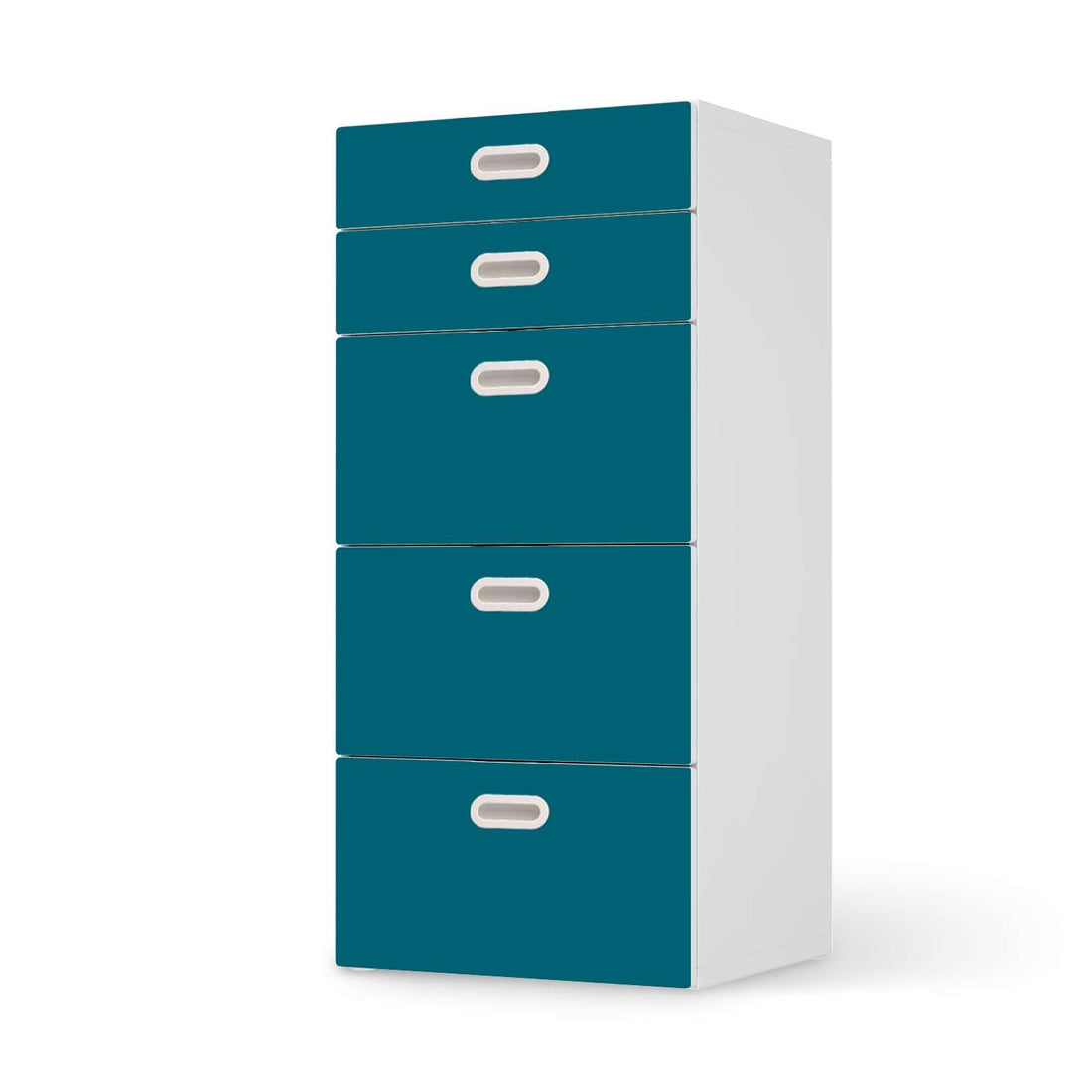 Möbel Klebefolie Türkisgrün Dark - IKEA Stuva / Fritids Kommode - 5 Schubladen  - weiss