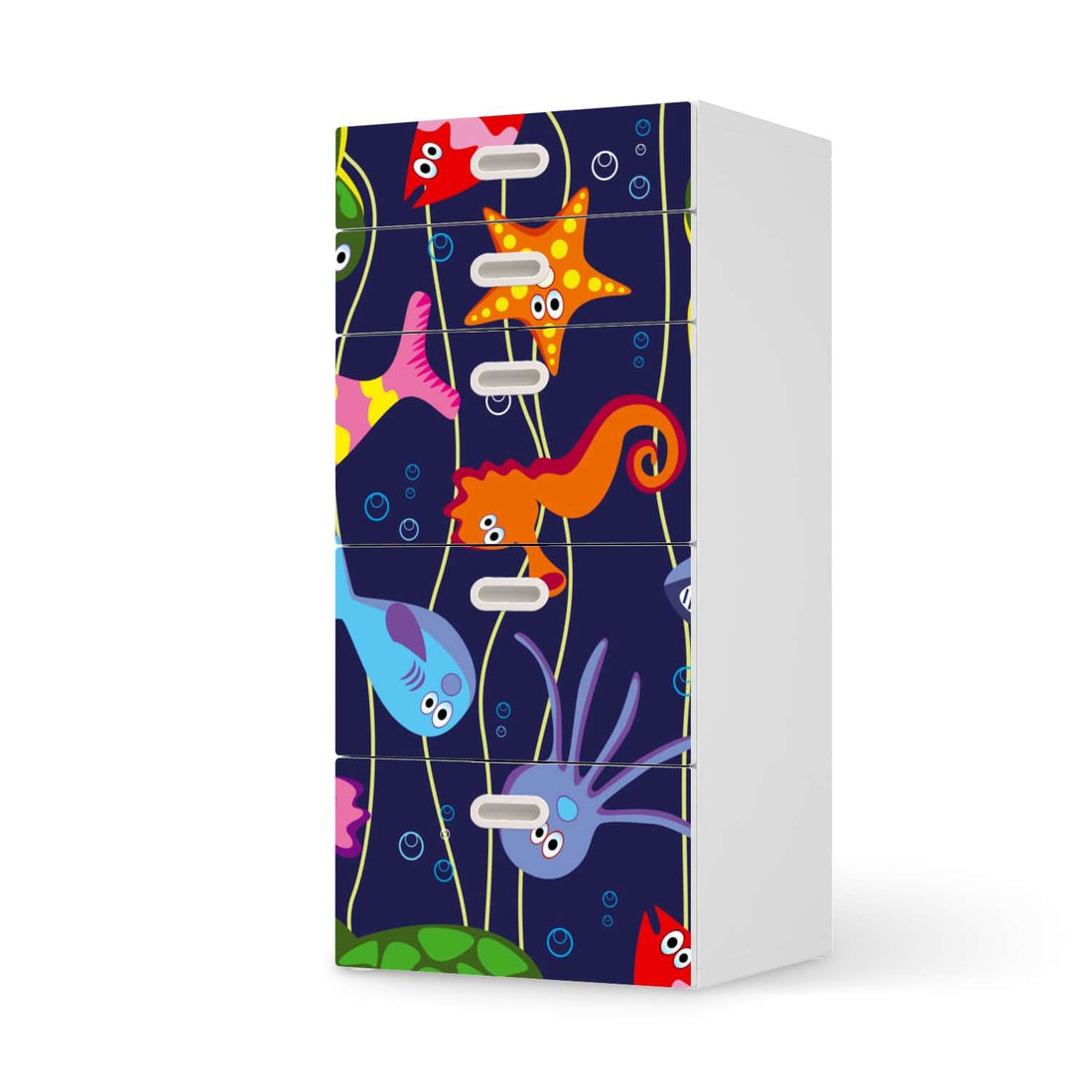 Möbel Klebefolie Underwater Life - IKEA Stuva / Fritids Kommode - 5 Schubladen  - weiss