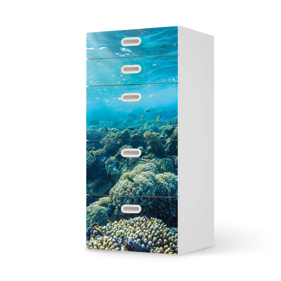 Möbel Klebefolie Underwater World - IKEA Stuva / Fritids Kommode - 5 Schubladen  - weiss