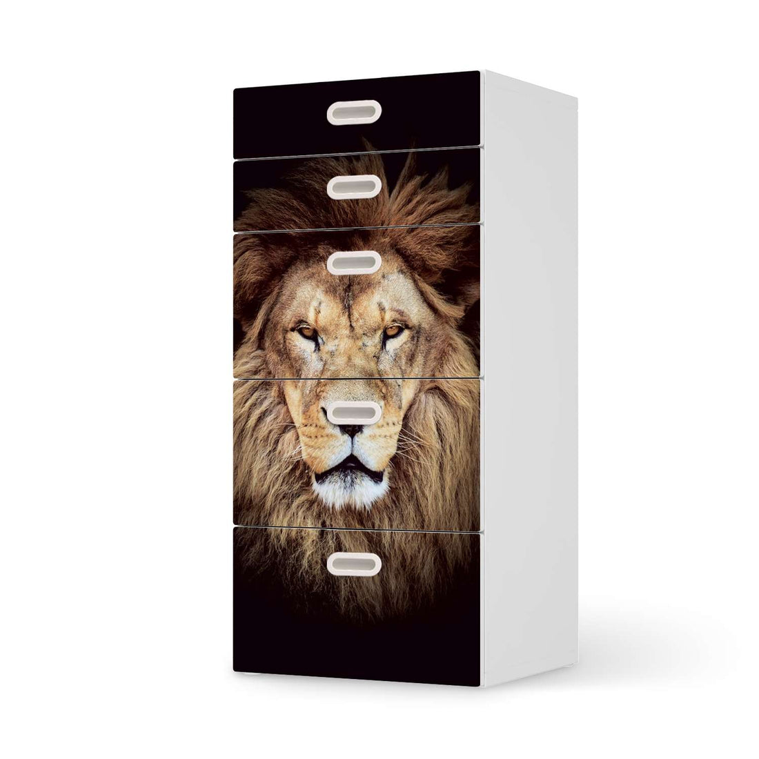 Möbel Klebefolie Wild Eyes - IKEA Stuva / Fritids Kommode - 5 Schubladen  - weiss