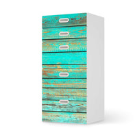 Möbel Klebefolie Wooden Aqua - IKEA Stuva / Fritids Kommode - 5 Schubladen  - weiss