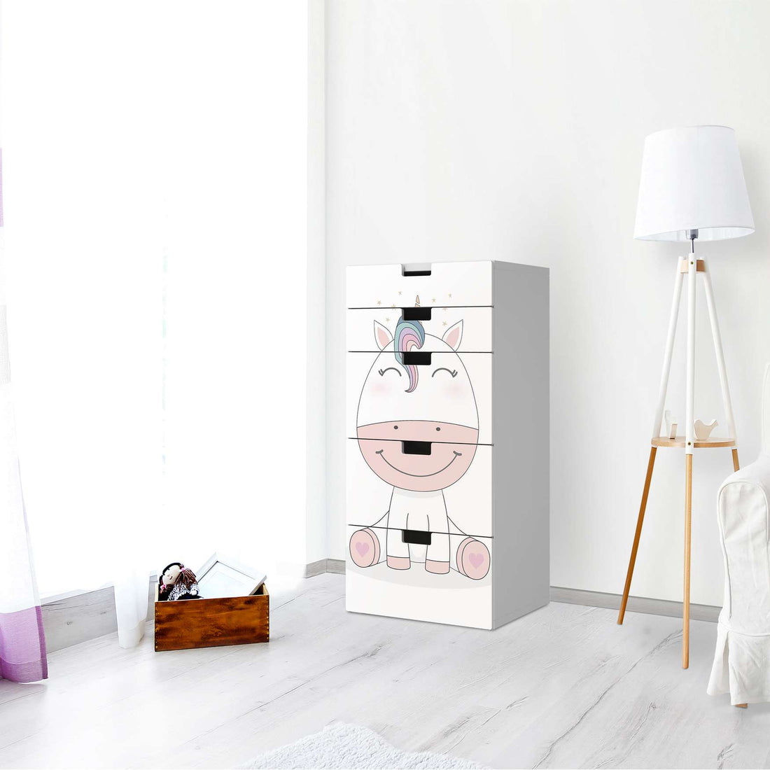 Möbel Klebefolie Baby Unicorn - IKEA Stuva Kommode - 5 Schubladen - Kinderzimmer