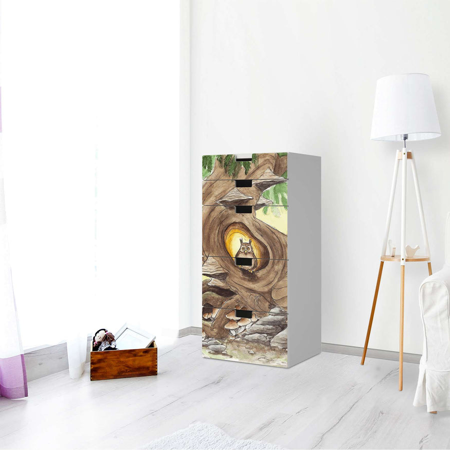 Möbel Klebefolie Eulenbaum - IKEA Stuva Kommode - 5 Schubladen - Kinderzimmer