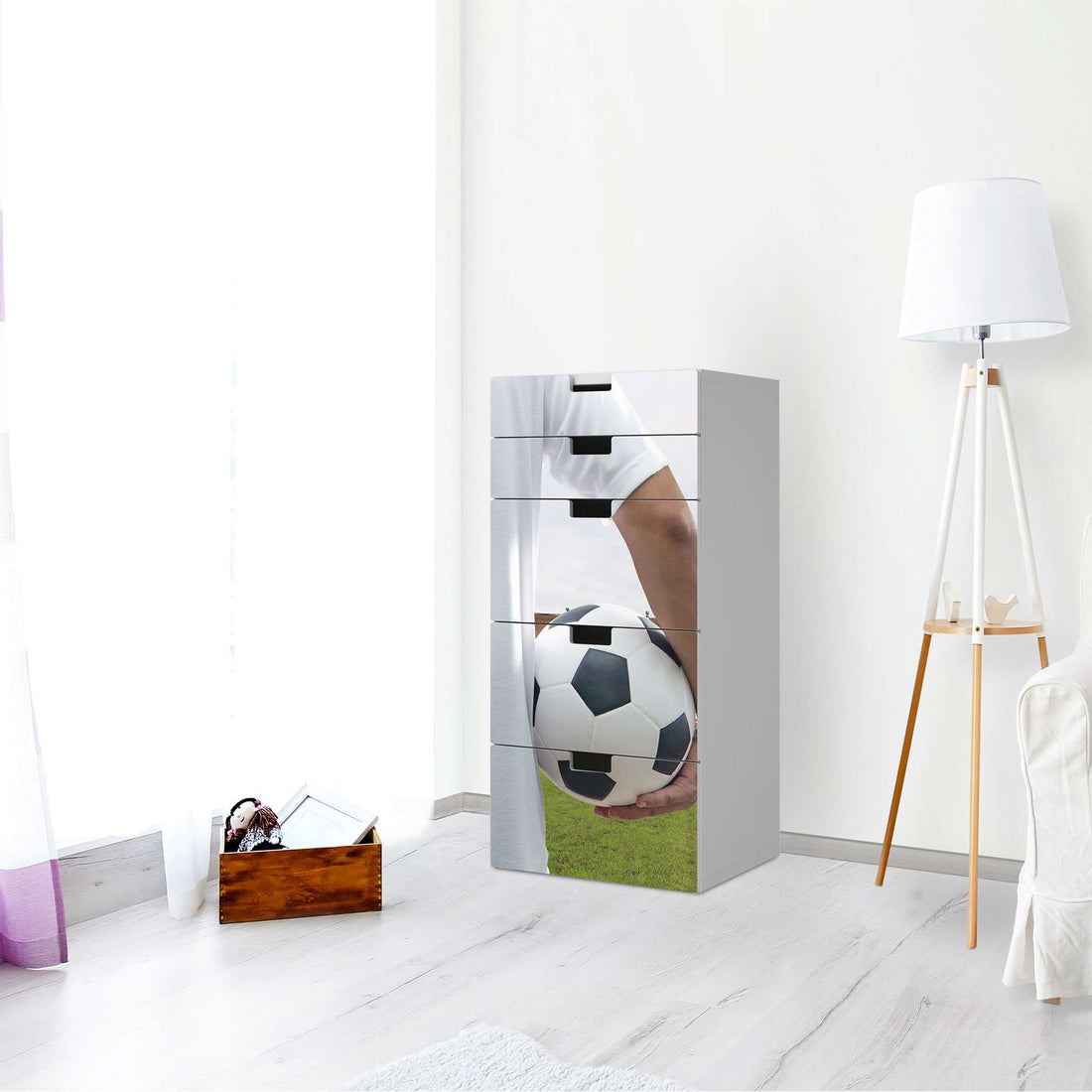 Möbel Klebefolie Footballmania - IKEA Stuva Kommode - 5 Schubladen - Kinderzimmer