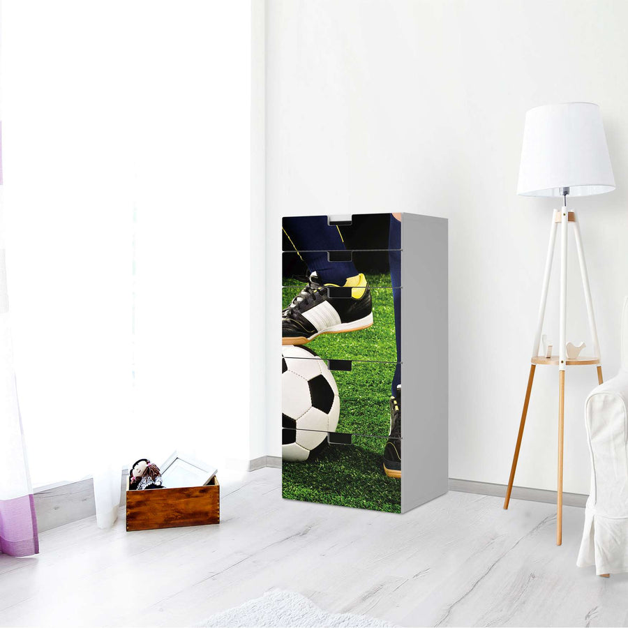 Möbel Klebefolie Fussballstar - IKEA Stuva Kommode - 5 Schubladen - Kinderzimmer