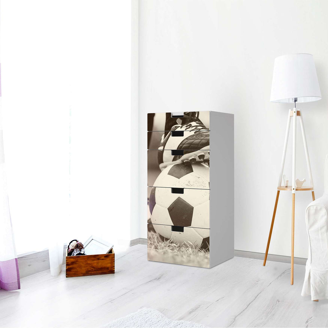 Möbel Klebefolie Kick it - IKEA Stuva Kommode - 5 Schubladen - Kinderzimmer