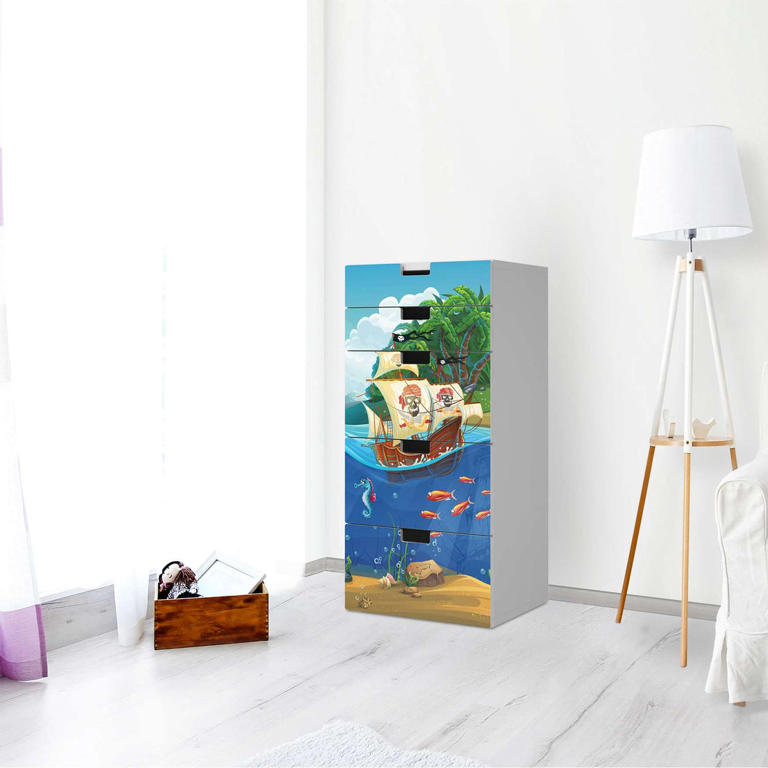 Möbel Klebefolie Pirates - IKEA Stuva Kommode - 5 Schubladen - Kinderzimmer