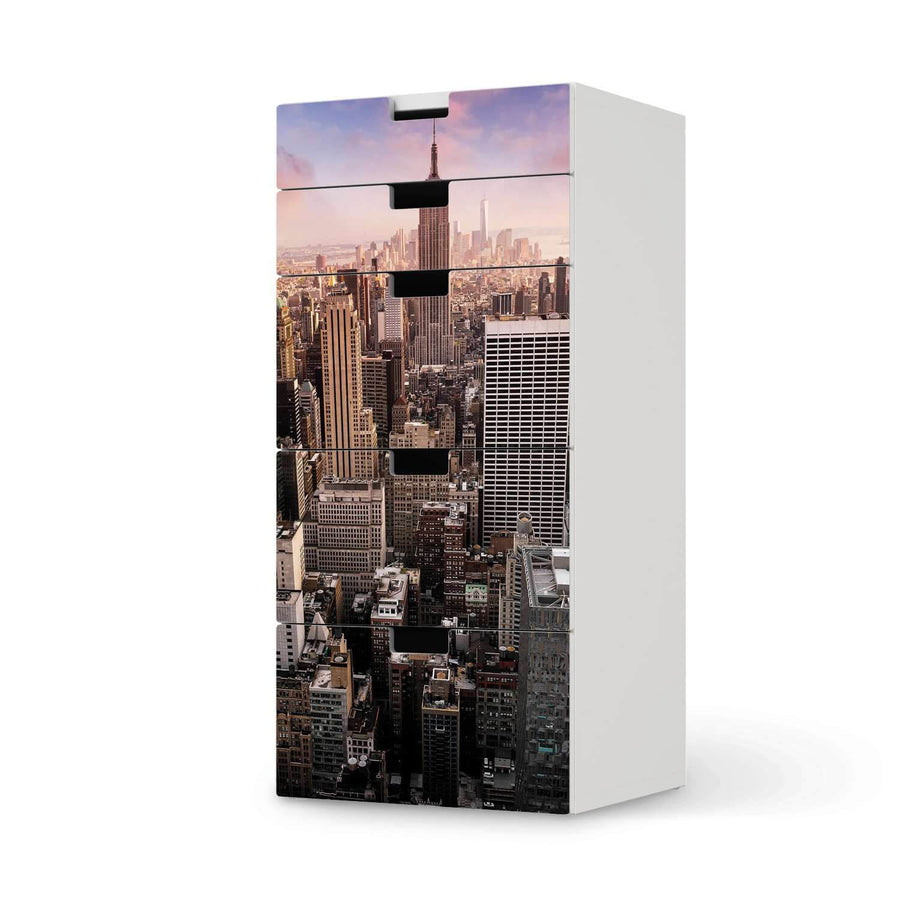 Möbel Klebefolie Big Apple - IKEA Stuva Kommode - 5 Schubladen  - weiss