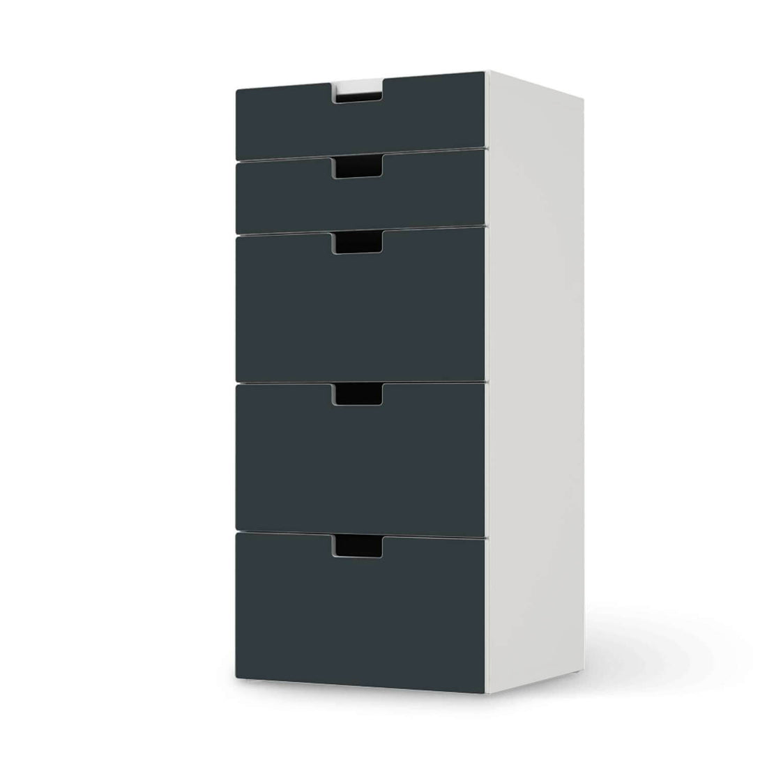 Möbel Klebefolie Blaugrau Dark - IKEA Stuva Kommode - 5 Schubladen  - weiss