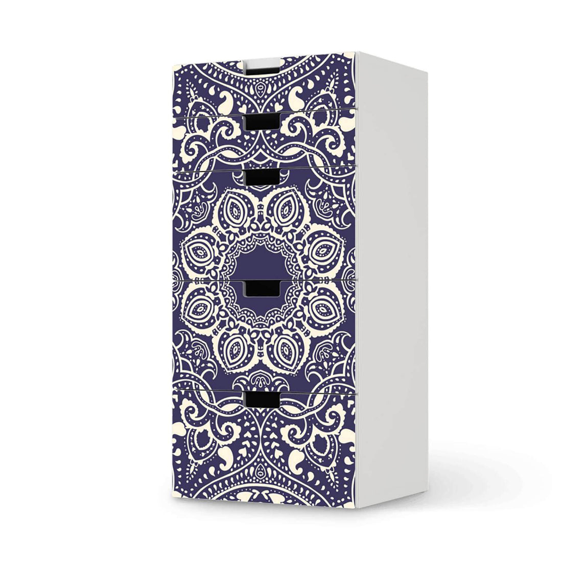 Möbel Klebefolie Blue Mandala - IKEA Stuva Kommode - 5 Schubladen  - weiss