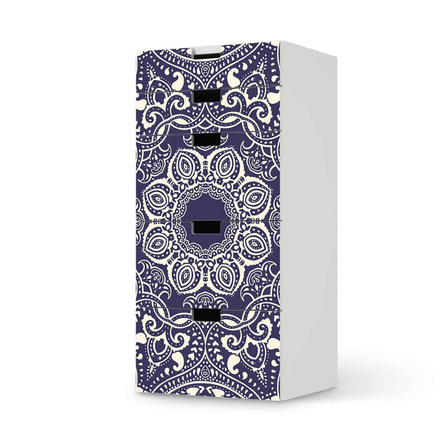 Möbel Klebefolie Blue Mandala - IKEA Stuva Kommode - 5 Schubladen  - weiss