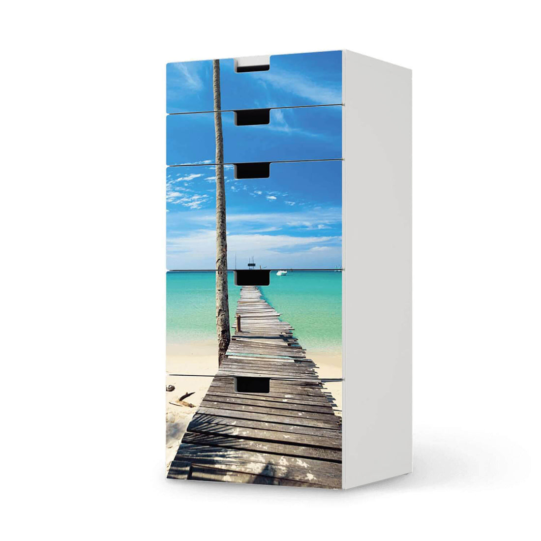 Möbel Klebefolie Blue Water - IKEA Stuva Kommode - 5 Schubladen  - weiss