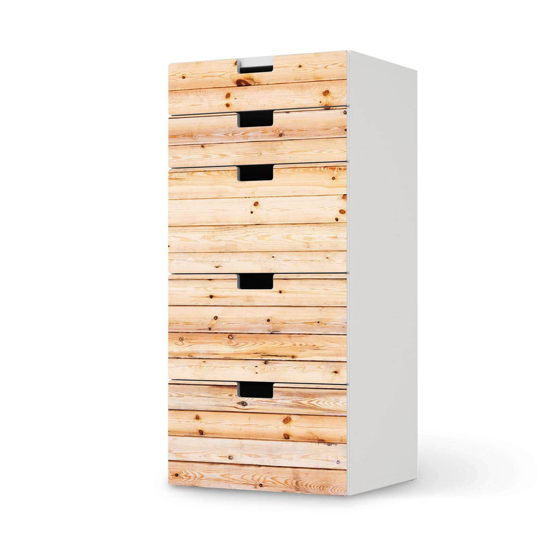 Möbel Klebefolie Bright Planks - IKEA Stuva Kommode - 5 Schubladen  - weiss