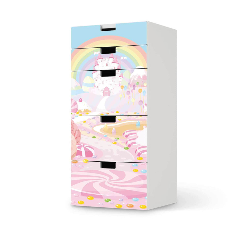 Möbel Klebefolie Candyland - IKEA Stuva Kommode - 5 Schubladen  - weiss