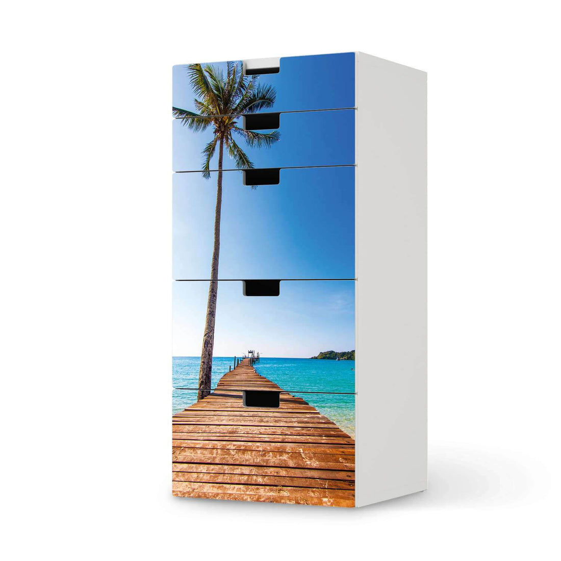 Möbel Klebefolie Caribbean - IKEA Stuva Kommode - 5 Schubladen  - weiss