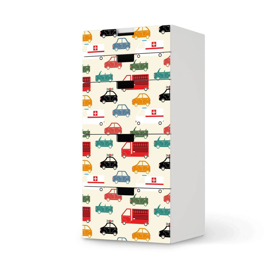 Möbel Klebefolie Cars - IKEA Stuva Kommode - 5 Schubladen  - weiss