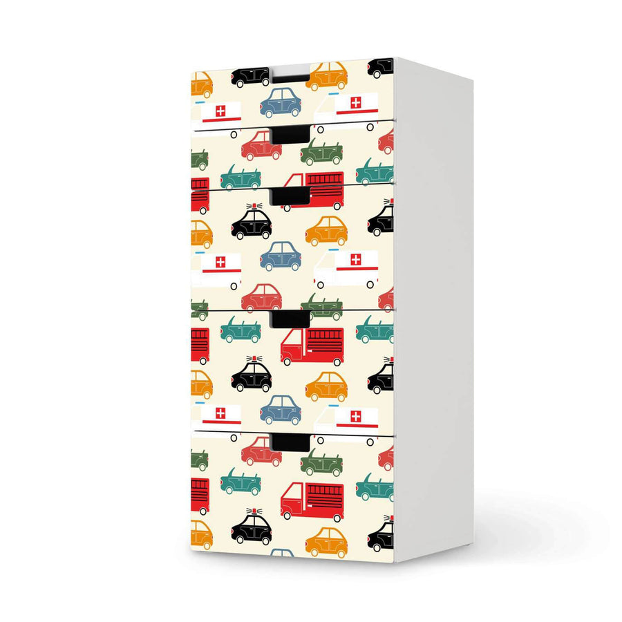 Möbel Klebefolie Cars - IKEA Stuva Kommode - 5 Schubladen  - weiss