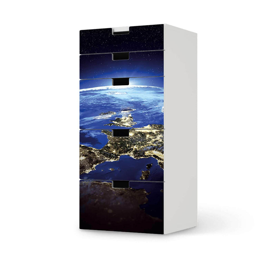 Möbel Klebefolie Earth View - IKEA Stuva Kommode - 5 Schubladen  - weiss