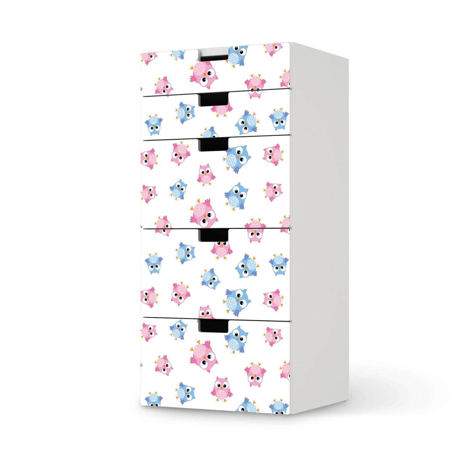 Möbel Klebefolie Eulenparty - IKEA Stuva Kommode - 5 Schubladen  - weiss