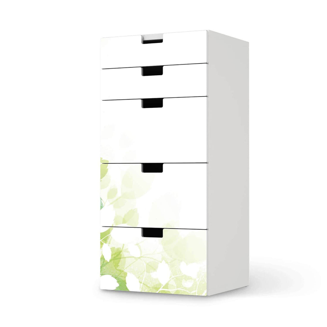 Möbel Klebefolie Flower Light - IKEA Stuva Kommode - 5 Schubladen  - weiss