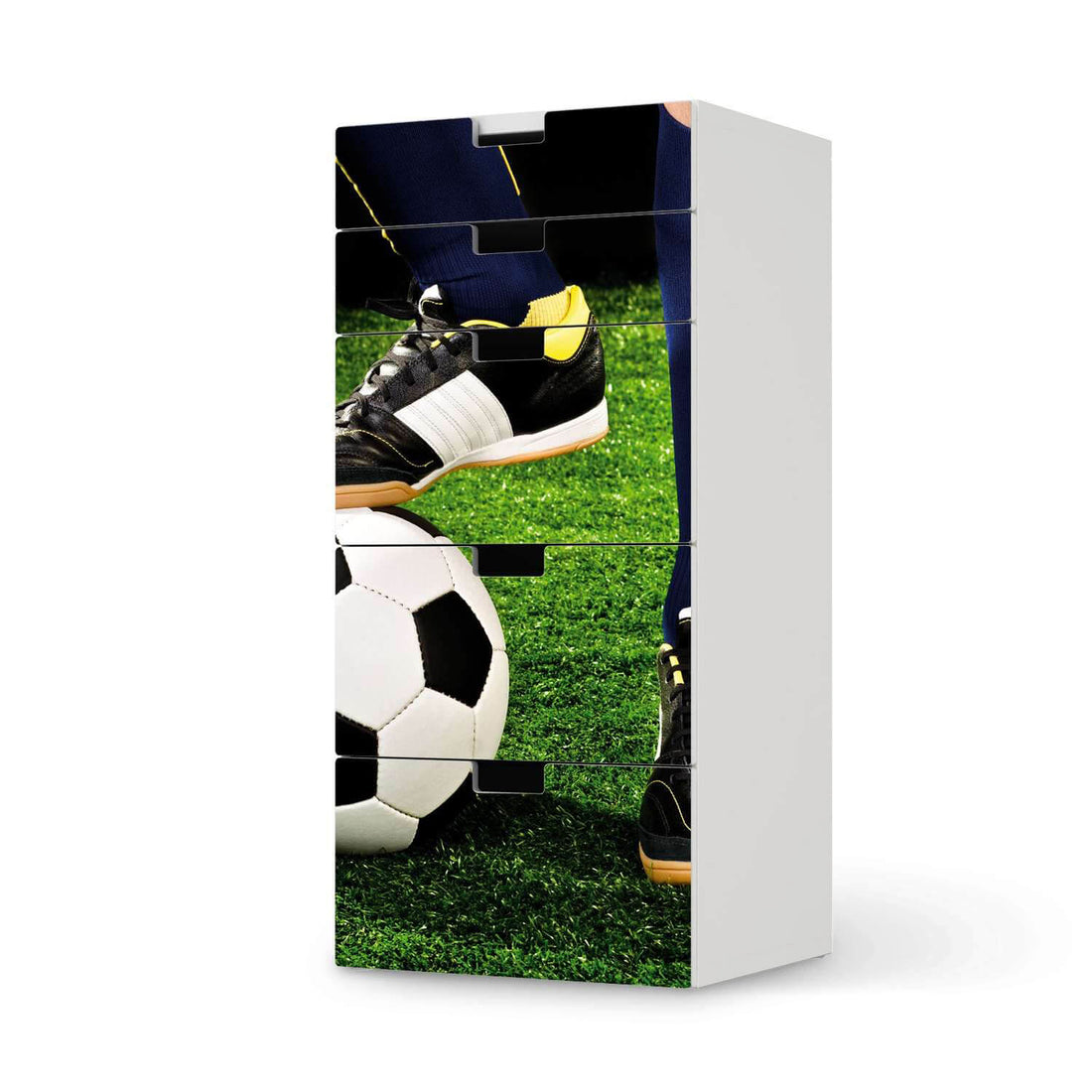 Möbel Klebefolie Fussballstar - IKEA Stuva Kommode - 5 Schubladen  - weiss
