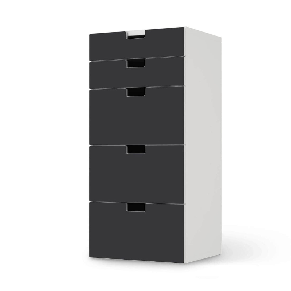 Möbel Klebefolie Grau Dark - IKEA Stuva Kommode - 5 Schubladen  - weiss