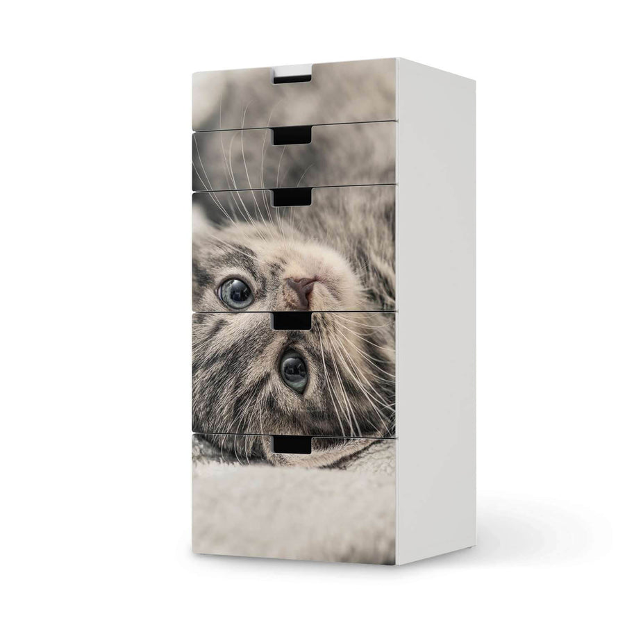 Möbel Klebefolie Kitty the Cat - IKEA Stuva Kommode - 5 Schubladen  - weiss